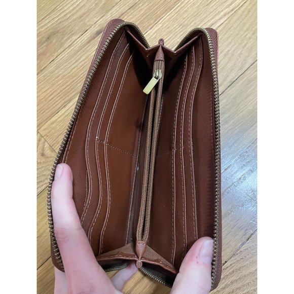 Fossil Tiegan Brown Leather Clutch Wallet‎ Zip Around Wallet - Picture 4 of 4